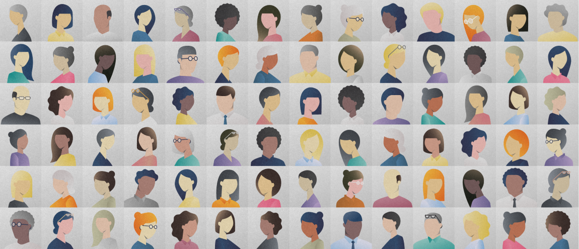Colorful illustration of many people