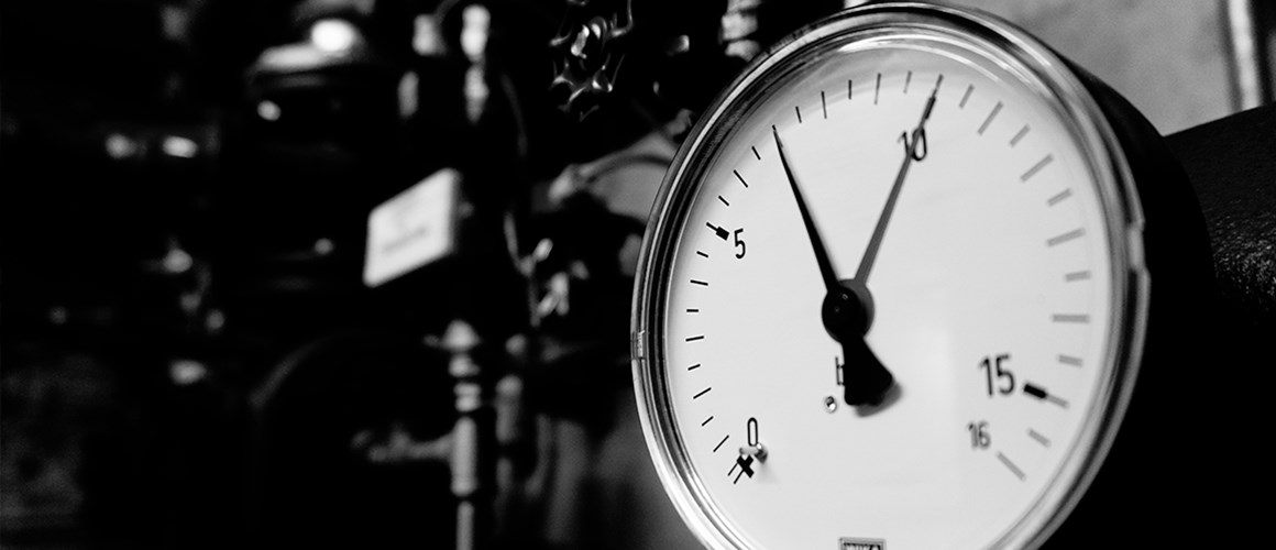 Blach and white image of a barometer