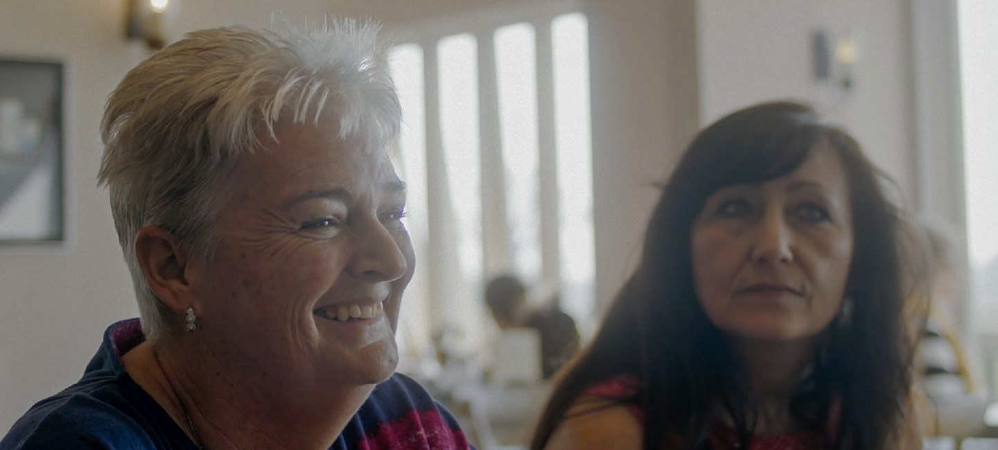 Two women giving an interview